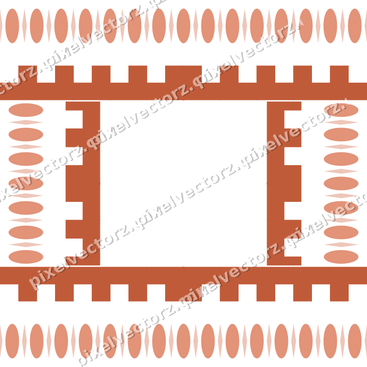 Decorative picture frame border in orange and cyan with egg and dart