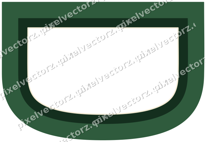 Decorative line art frame in dark green and amber with shield