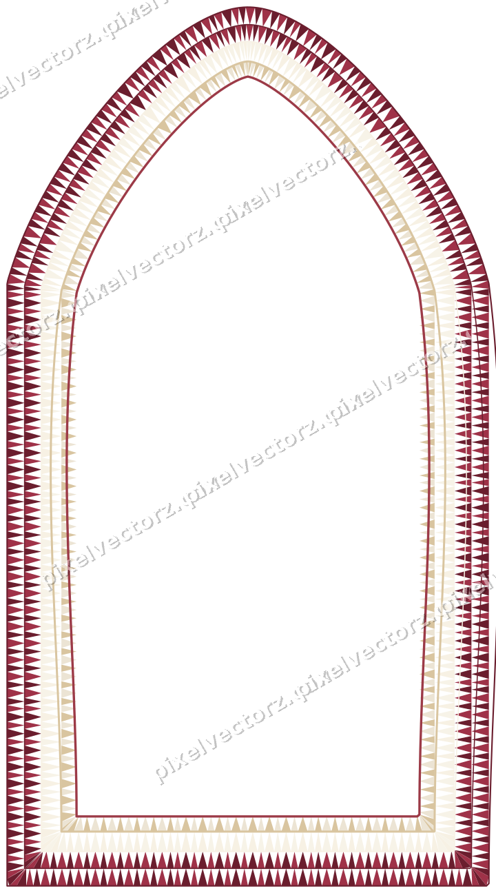 Decorative line art frame in dark pink and red with label plaque