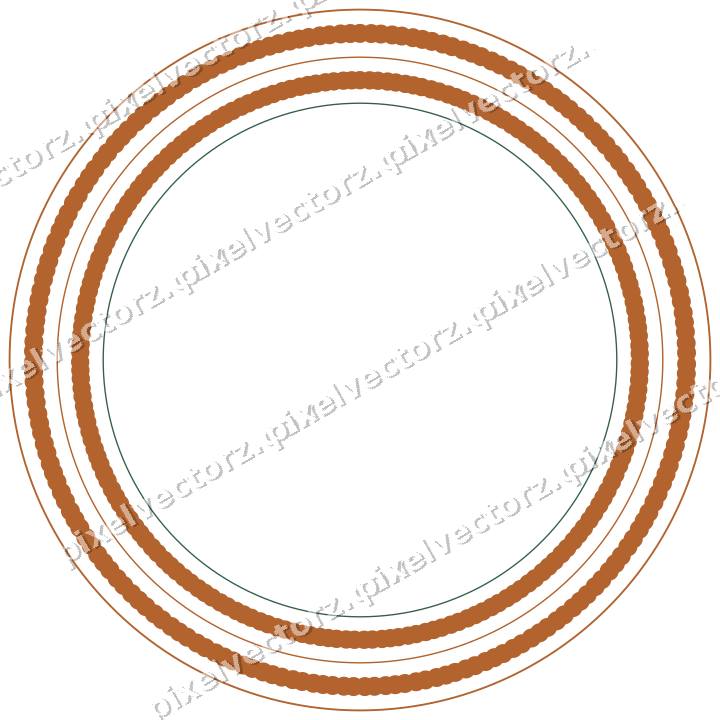 Decorative line art frame in dark green and orange with oval