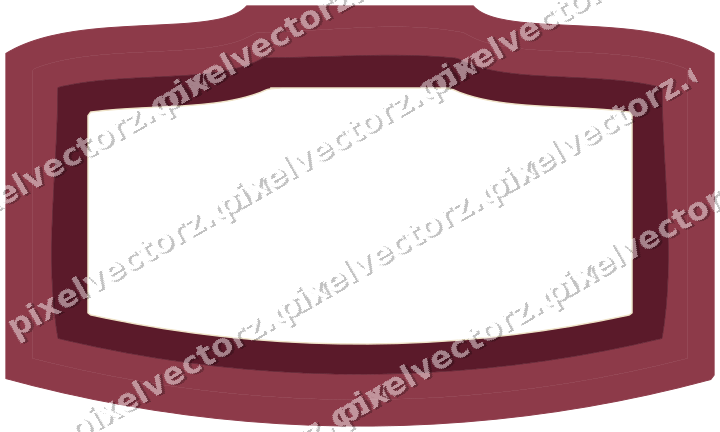 Decorative line art frame in dark pink and amber with label plaque