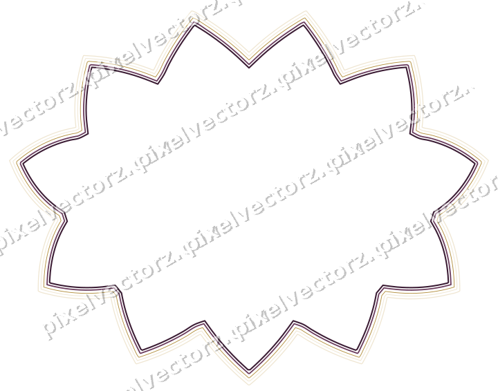 Decorative line art frame in dark magenta and amber with oval