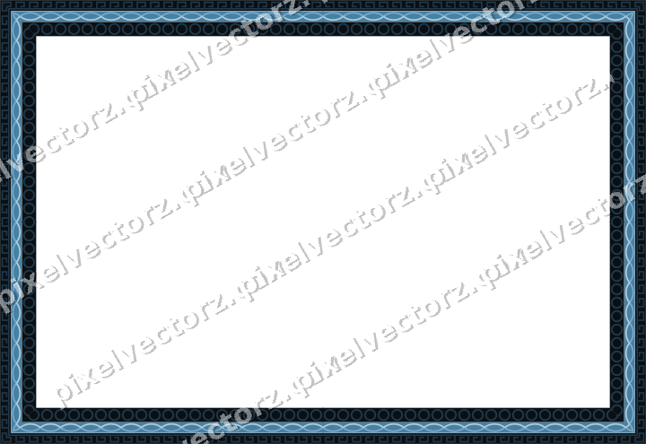 Decorative picture frame border in orange and cyan with greek key