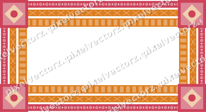 Decorative picture frame border in red and orange with bead and reel