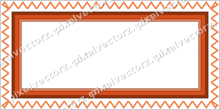 Decorative picture frame border in orange and teal with zigzag