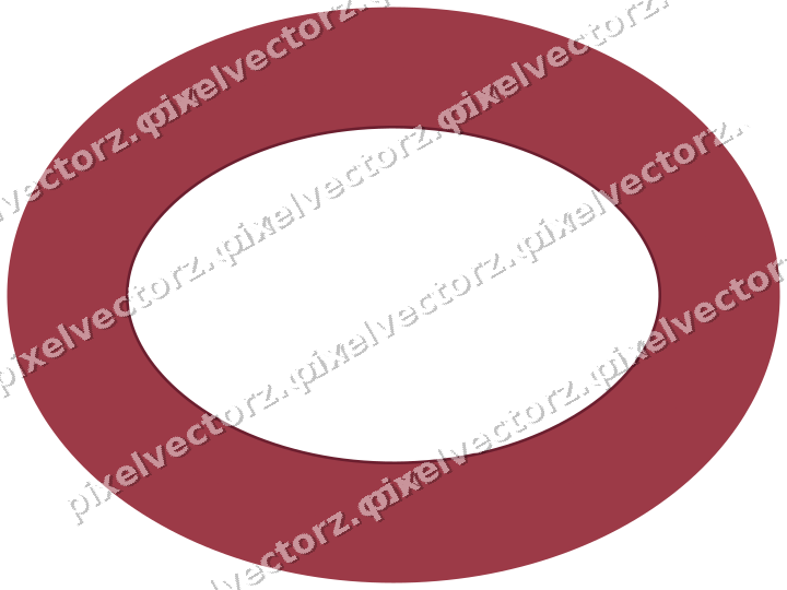 Decorative line art frame in dark pink and red with oval