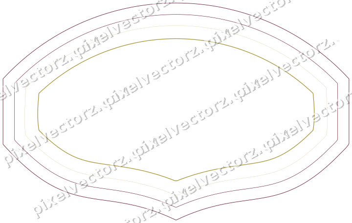 Decorative line art frame in dark pink and red with label plaque
