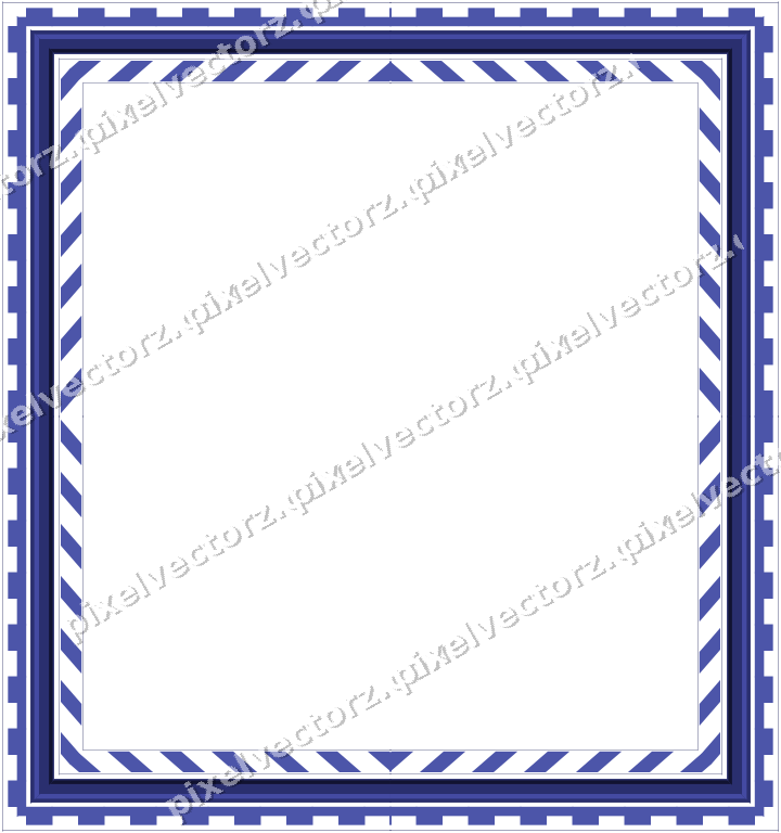 Decorative picture frame border in dark blue and amber with step band