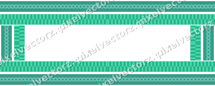 Decorative picture frame border in green and teal with ring chain