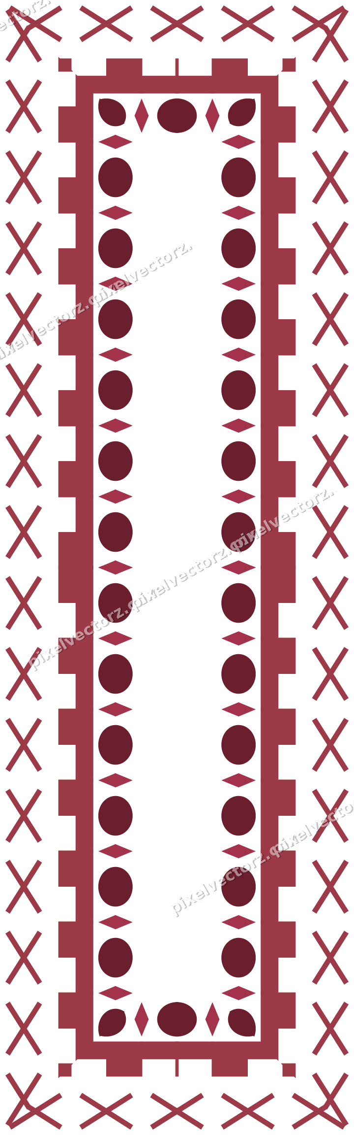 Decorative picture frame border in dark pink and red with step band