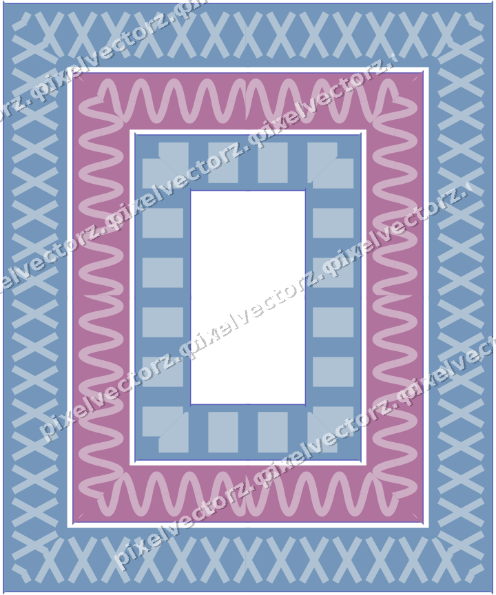 Decorative picture frame border in purple and blue with wave band