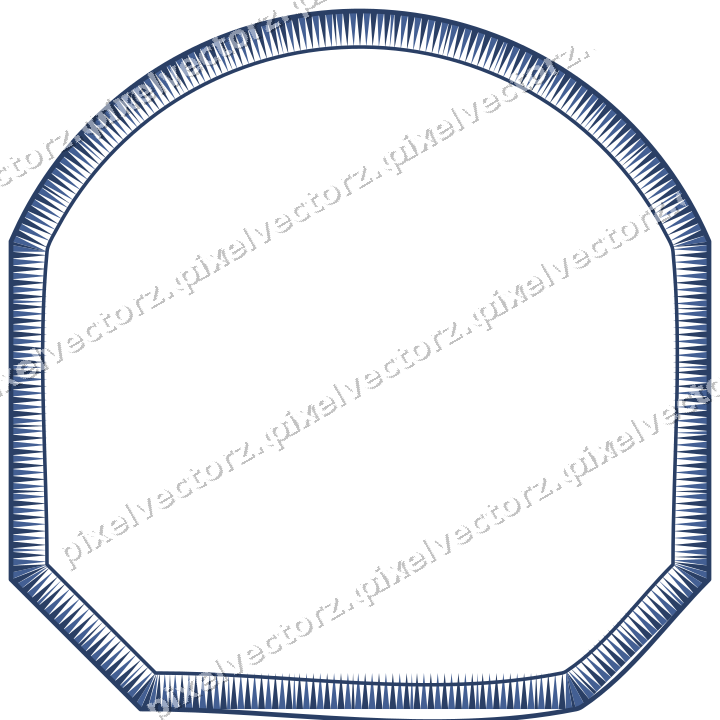 Decorative line art frame in dark blue and white with label plaque