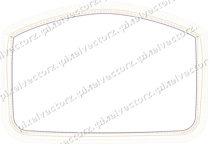 Decorative line art frame in dark magenta and amber with label plaque