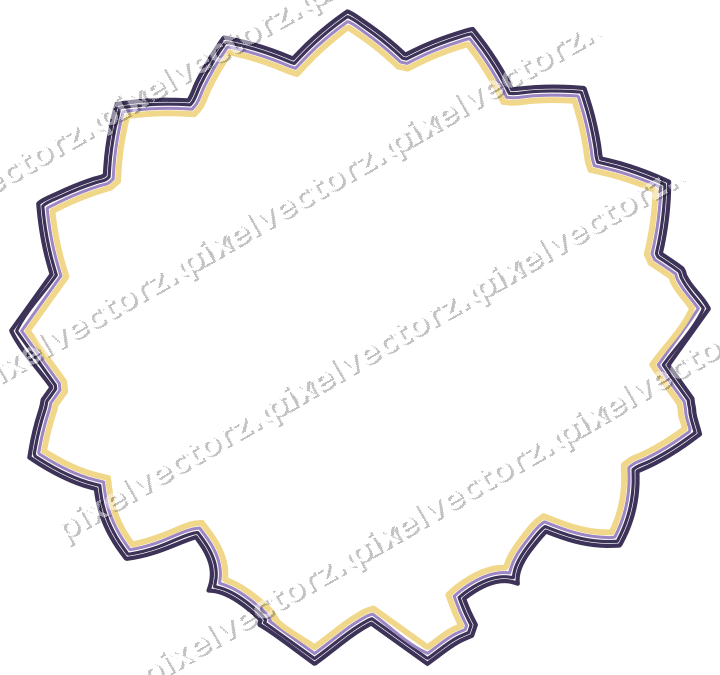 Decorative line art frame in amber and purple with label plaque