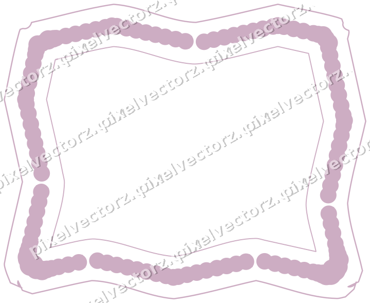 Decorative line art frame in purple and blue with label plaque