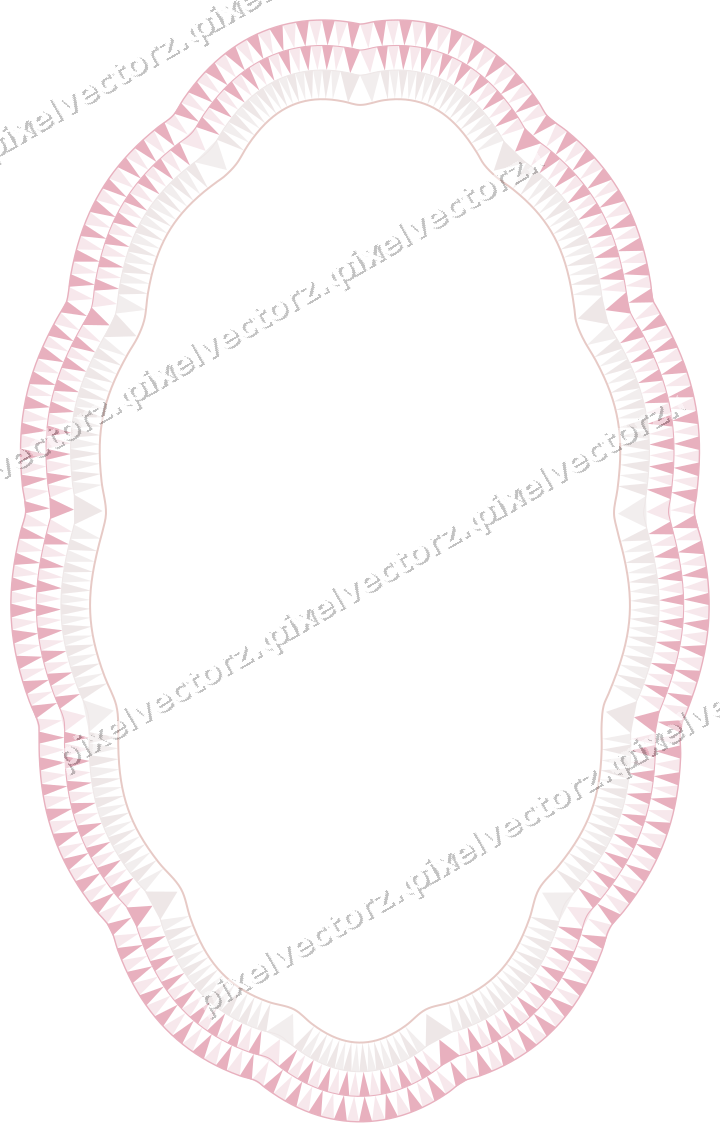 Decorative line art frame in pale pink and pale red with oval