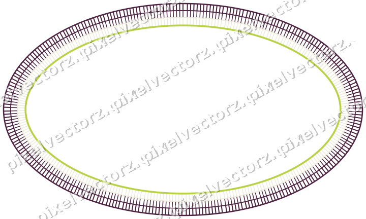 Decorative line art frame in dark magenta and lime with oval