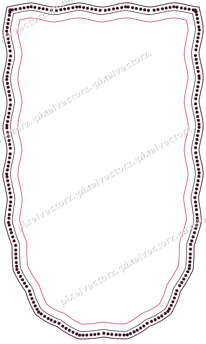Decorative line art frame in lime and pink with shield and zigzag edge