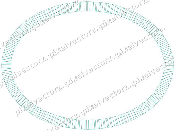 Decorative line art frame in green and teal with oval and hatching