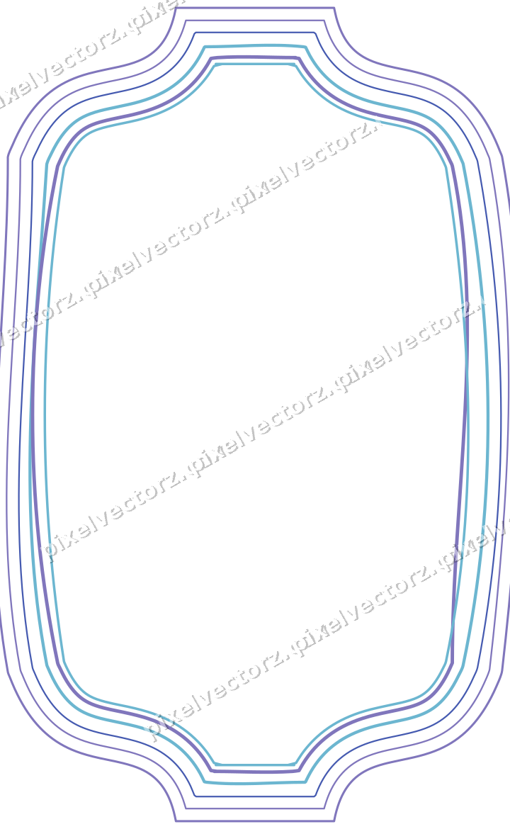 Decorative line art frame in blue and cyan with label plaque