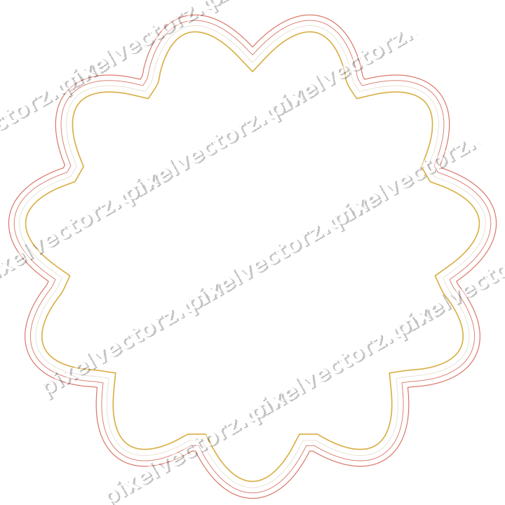 Decorative line art frame in amber and green with oval