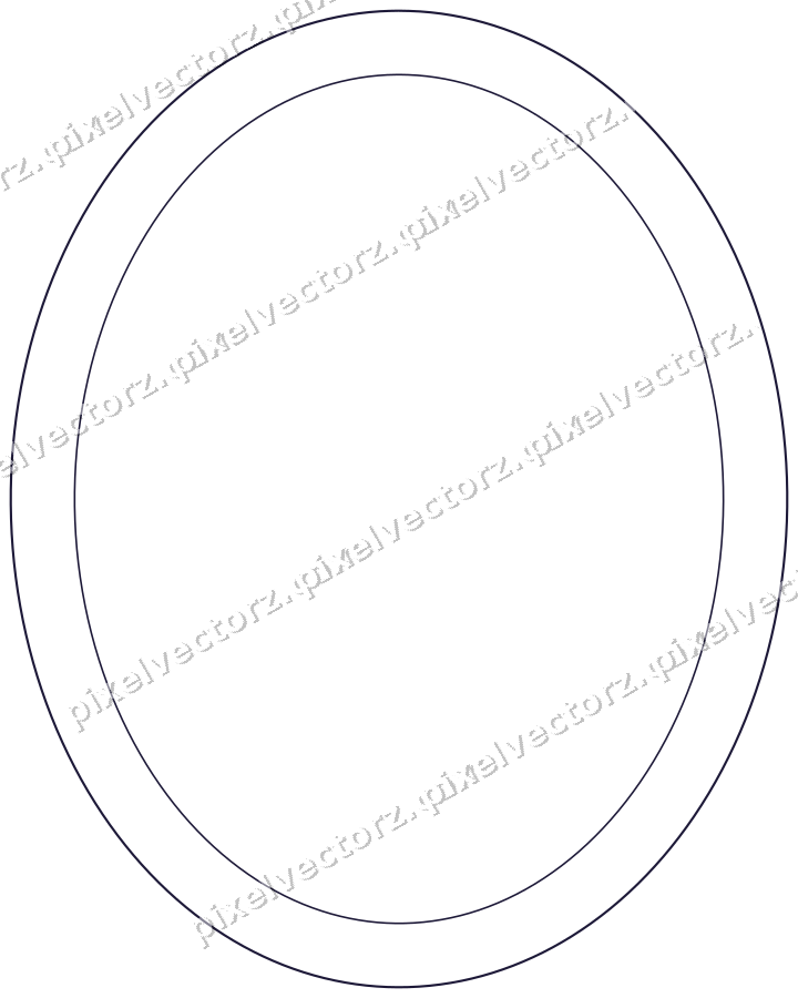 Decorative line art frame in orange and blue with oval