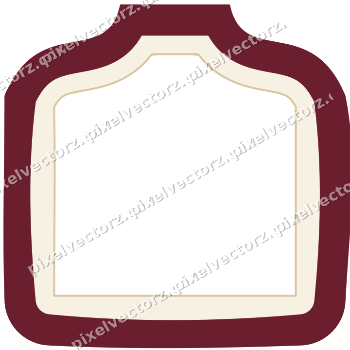 Decorative line art frame in dark pink and red with label plaque