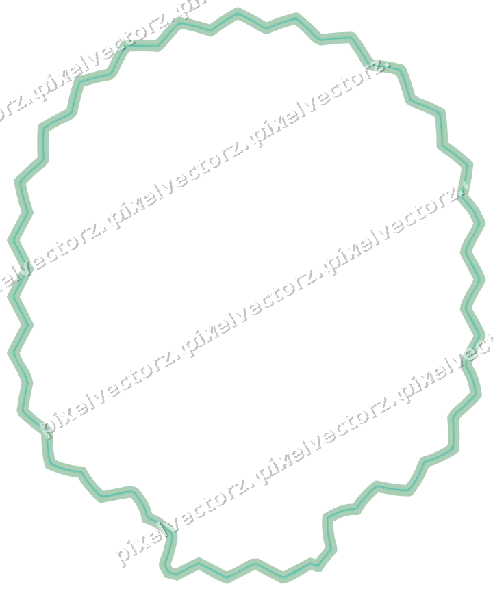 Decorative line art frame in green and teal with label plaque