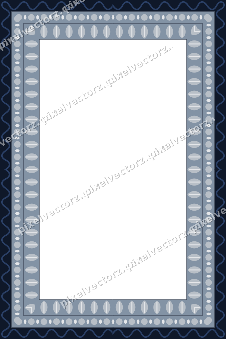 Decorative picture frame border in dark blue with bead and reel