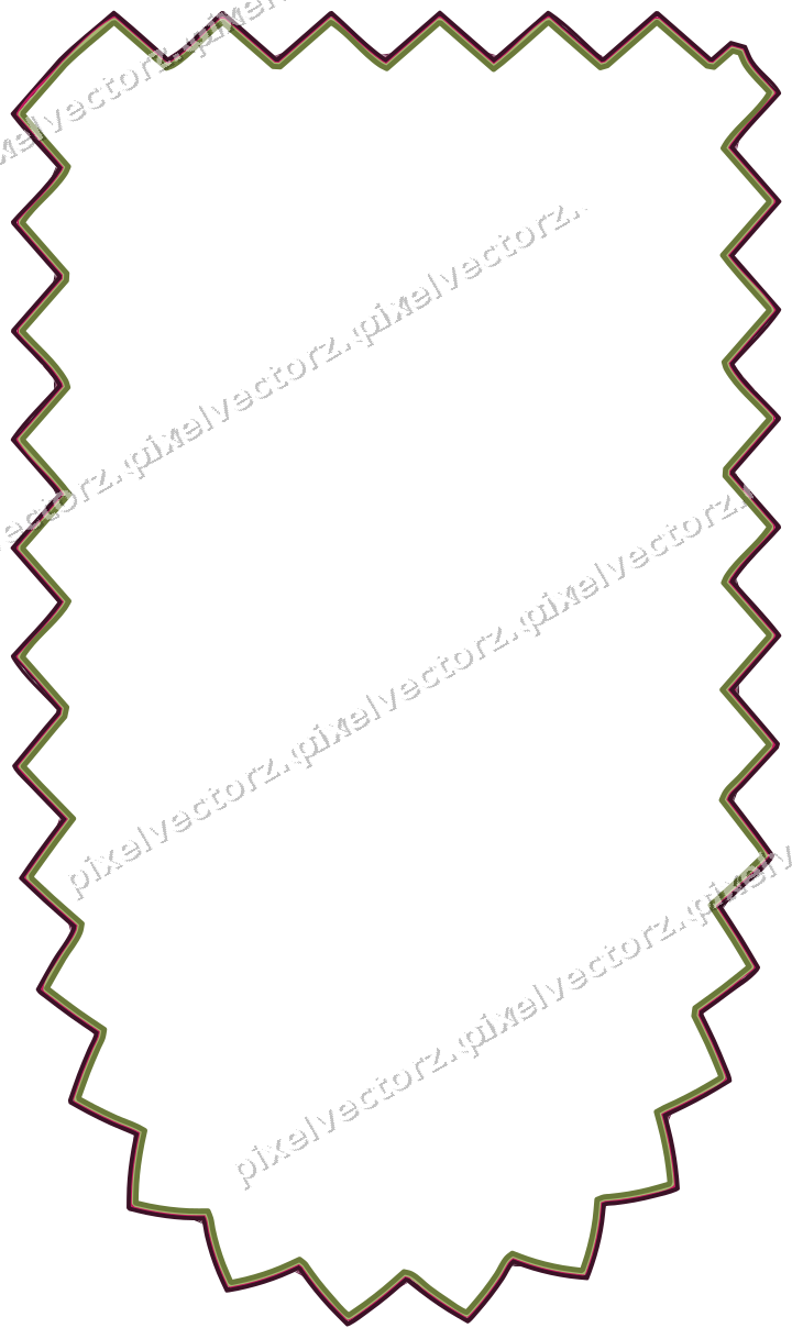 Decorative line art frame in lime and pink with shield and zigzag edge