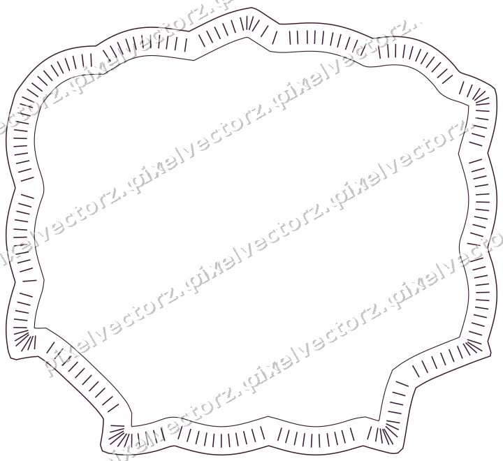 Decorative line art frame in dark magenta and amber with label plaque