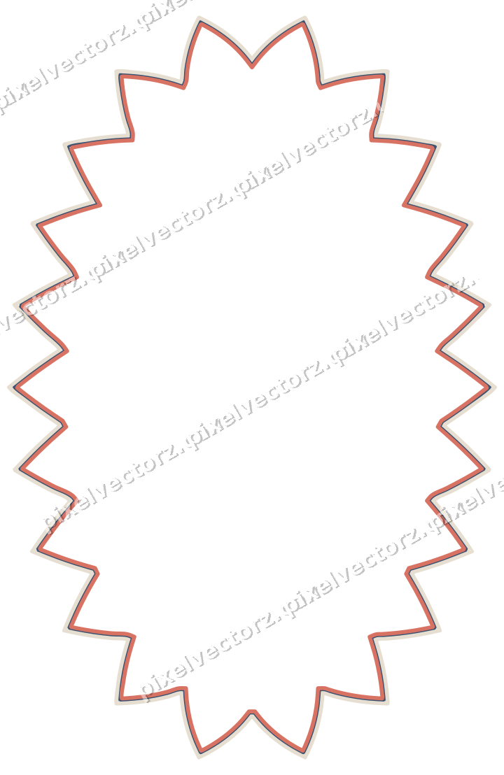Decorative line art frame in amber and green with oval and zigzag edge