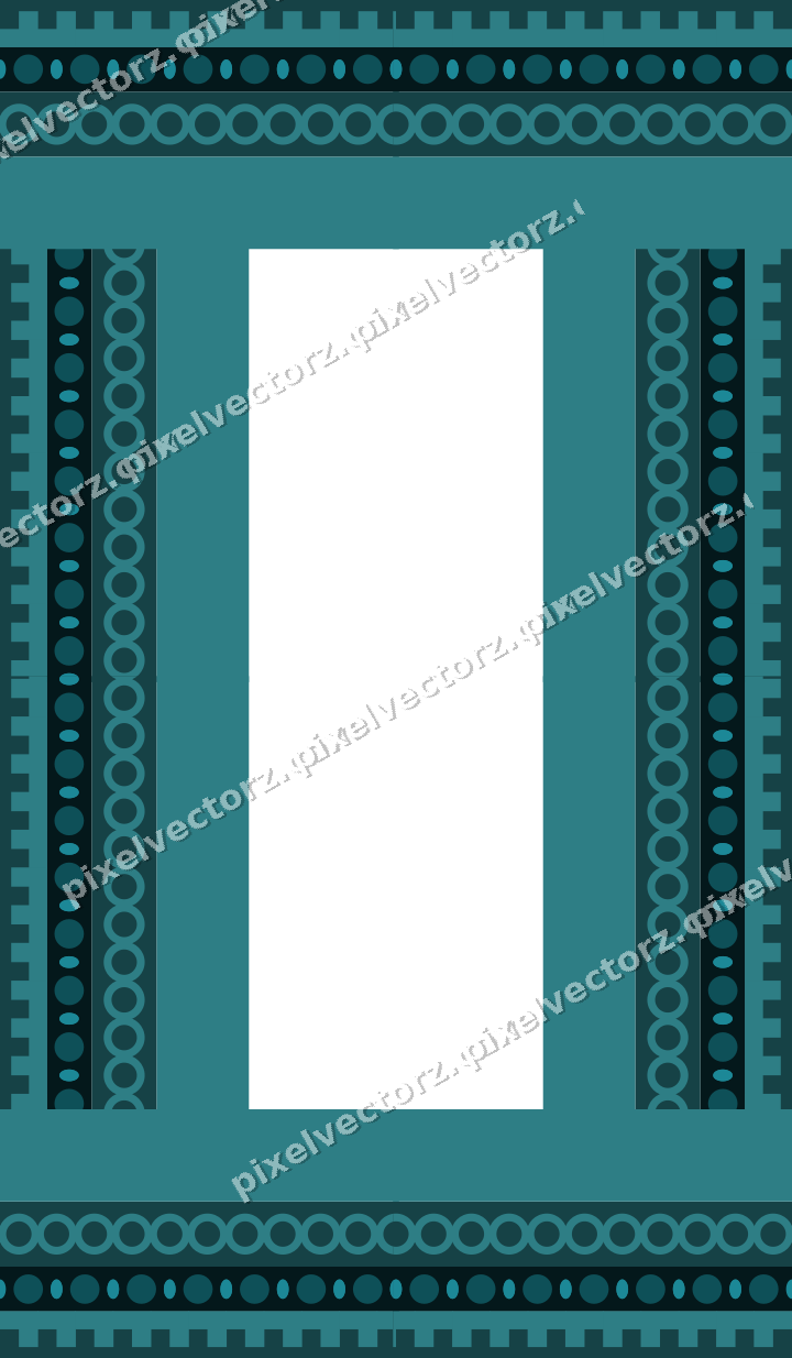 Decorative picture frame border in dark teal and orange with step band
