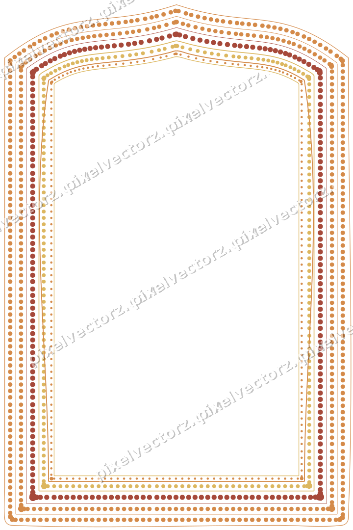 Decorative line art frame in orange and amber with label plaque