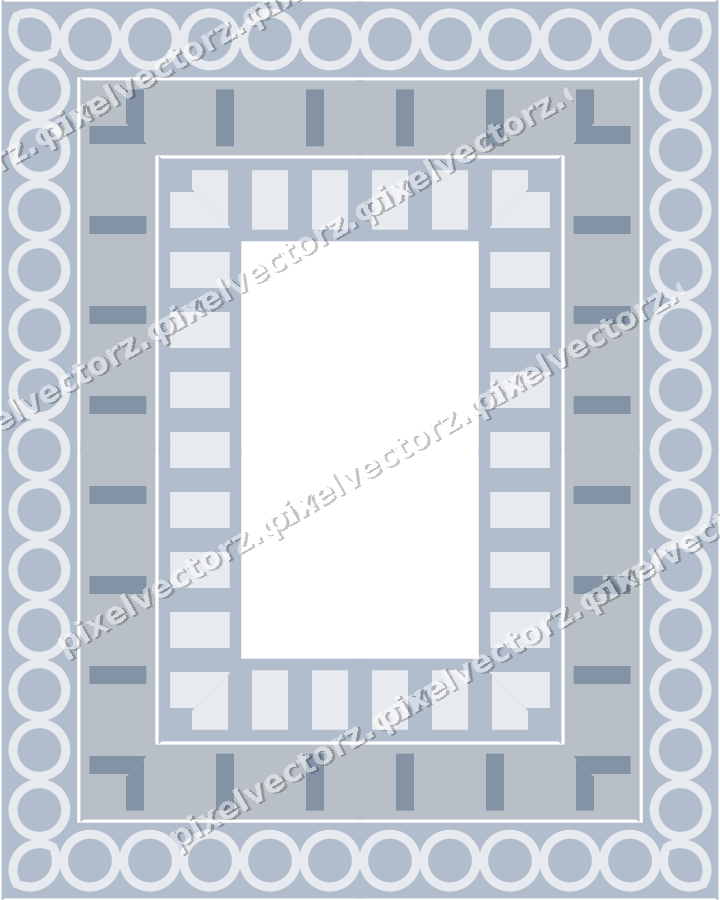 Decorative picture frame border in dark blue and white with ring chain
