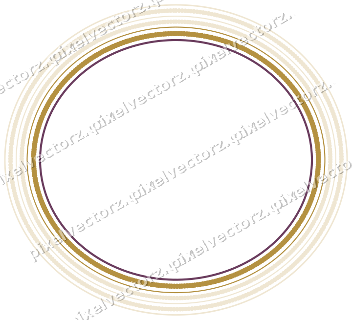 Decorative line art frame in dark magenta and amber with oval