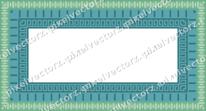 Decorative picture frame border in green and teal with egg and dart