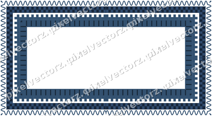 Decorative picture frame border in dark blue and orange with wave band