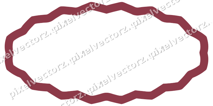 Decorative line art frame in dark pink and amber with oval