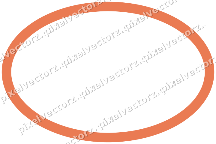 Decorative line art frame in red and orange with oval and solid band