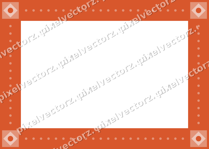 Decorative picture frame border in orange and cyan with dot row