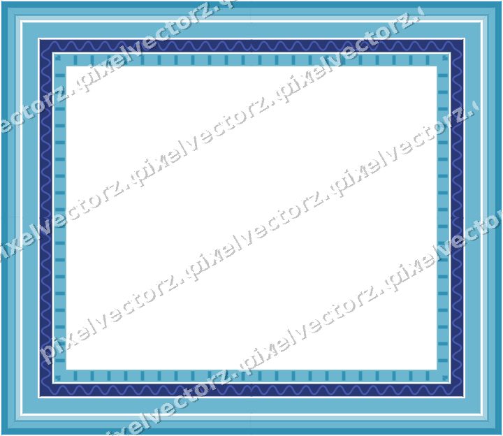 Decorative picture frame border in blue and cyan with wave band