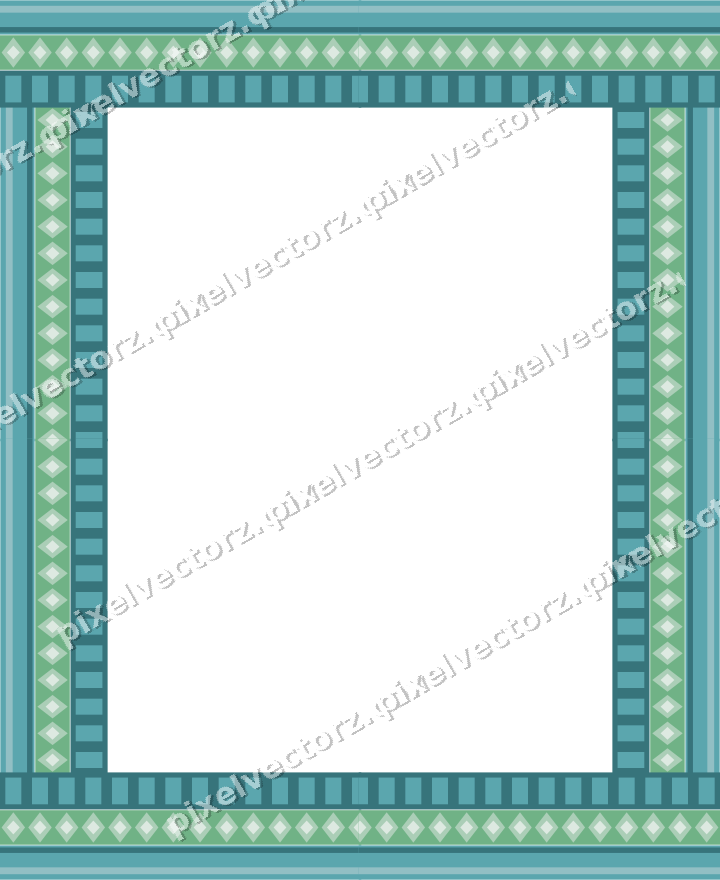 Decorative picture frame border in green and teal with diamond band