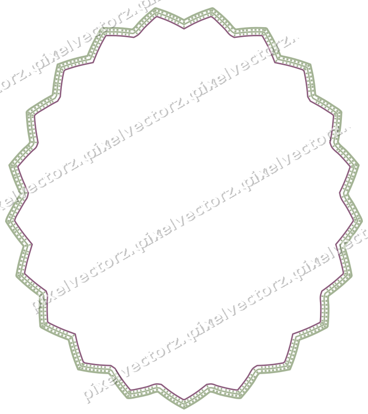 Decorative line art frame in dark magenta and lime with oval