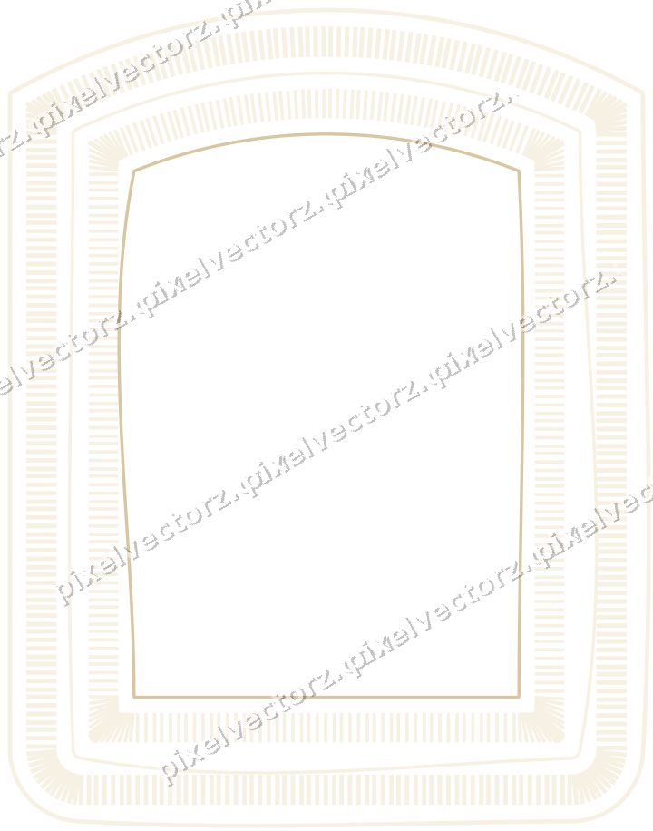 Decorative line art frame in dark pink and red with label plaque