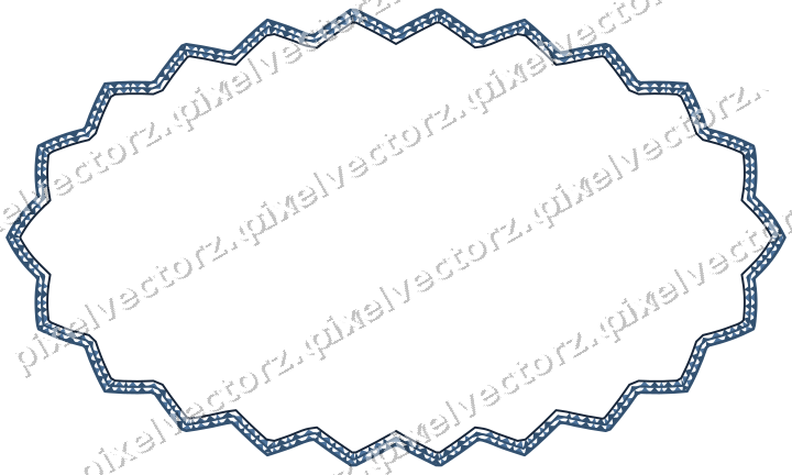 Decorative line art frame in dark blue and orange with oval