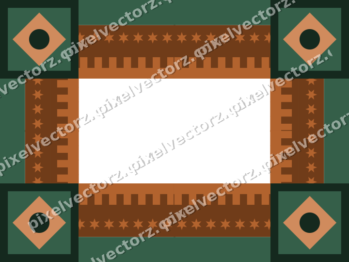 Decorative picture frame border in dark green with star band