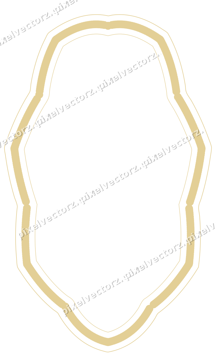 Decorative line art frame in red and orange with oval and zigzag edge