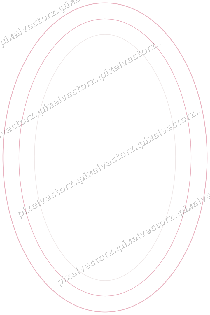 Decorative line art frame in pale pink and pale red with oval