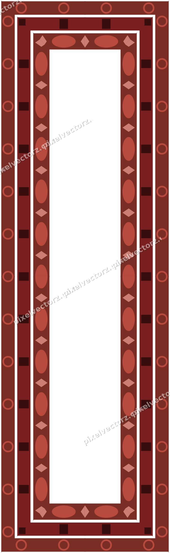 Decorative picture frame border in dark red with ring chain